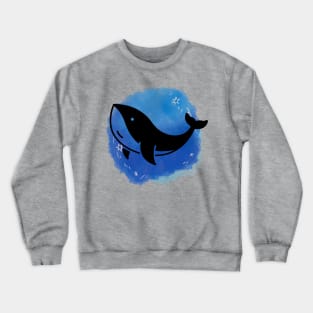 watercolor with whale silhouette Crewneck Sweatshirt